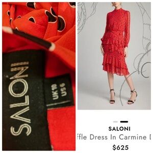 Saloni Red Polka Dot Dress